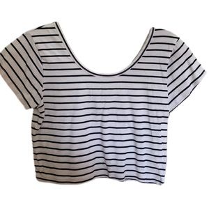 striped back and white crop top